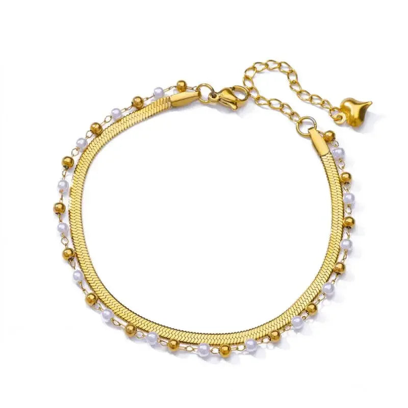 Stainless Steel Gold-Plated Anklet for Women - Piña Colada