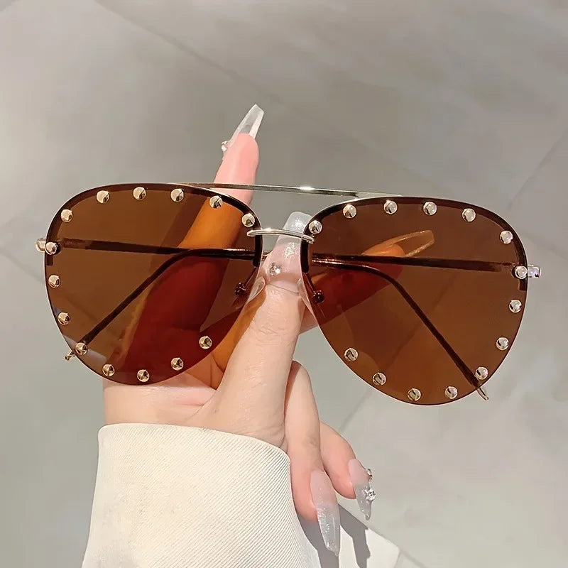 Rimless Pilot Sunglasses - Piña Colada