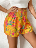 Tropical Floral Print Shorts - Piña Colada