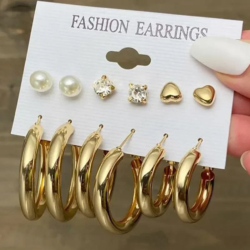 Pearl Hoop Earrings Set - Piña Colada