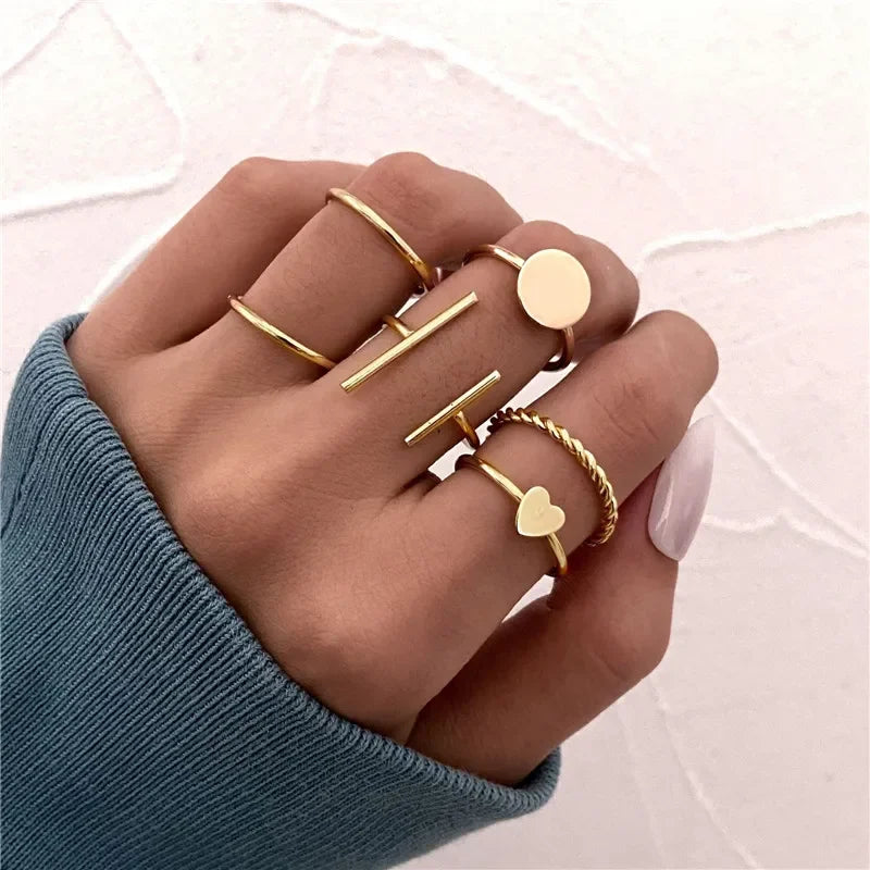 Boho Zircon Rings Set - Piña Colada