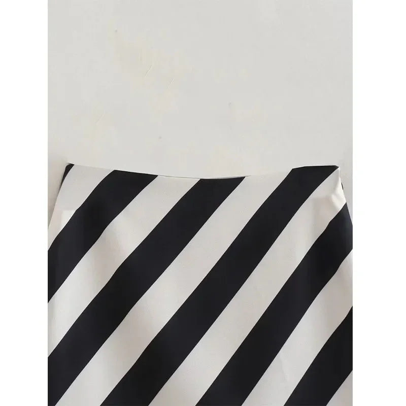 Women's Mid Skirt Striped Casual - Piña Colada