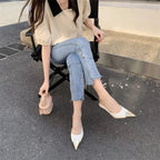 Pointed Toe Serpentine Sexy Thin Heels - Piña Colada