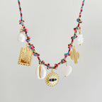 Beach Style Turtle & Starfish Pendant Necklace - Piña Colada