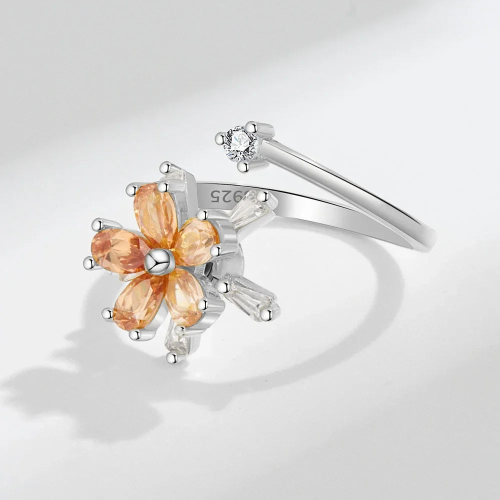 Spinner Ring Crystal Flower - Piña Colada