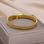 18K Gold-Plated Stainless Steel Cuff Bracelet for Women - Piña Colada