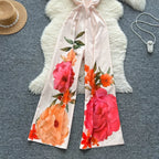 Vintage Printed Jumpsuit for Women – Full-Length Summer Romper with Mid Waist - Piña Colada