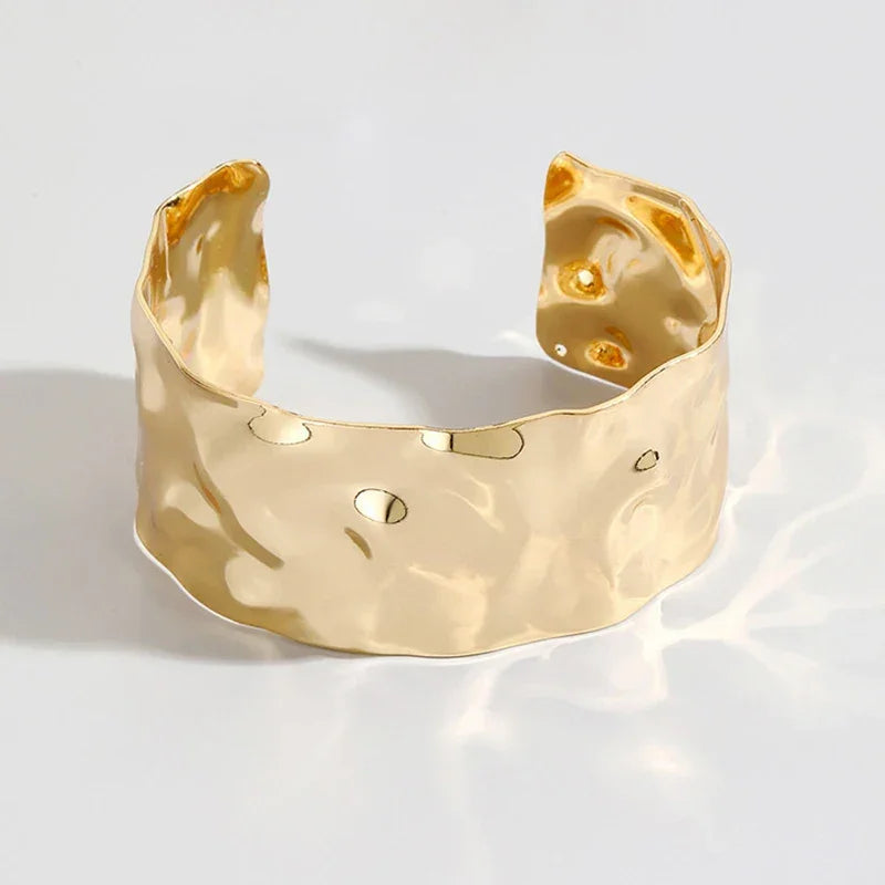 Wide Large Metal Cuff Open Bangles - Piña Colada