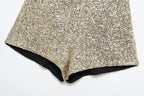 Sequins Mid-waist Casual Shorts - Piña Colada