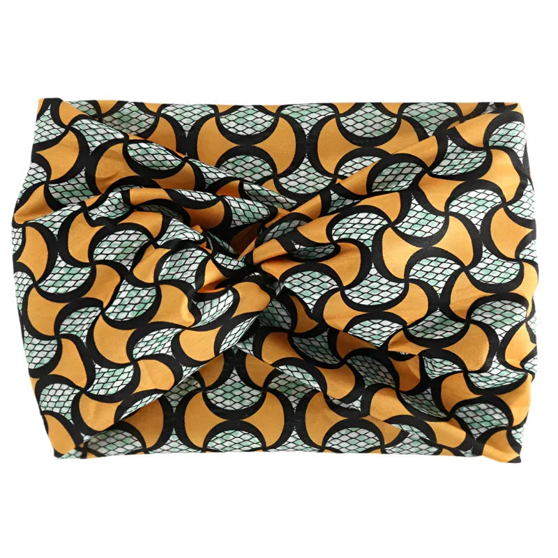 Printed Wide Elastic Headband - Piña Colada