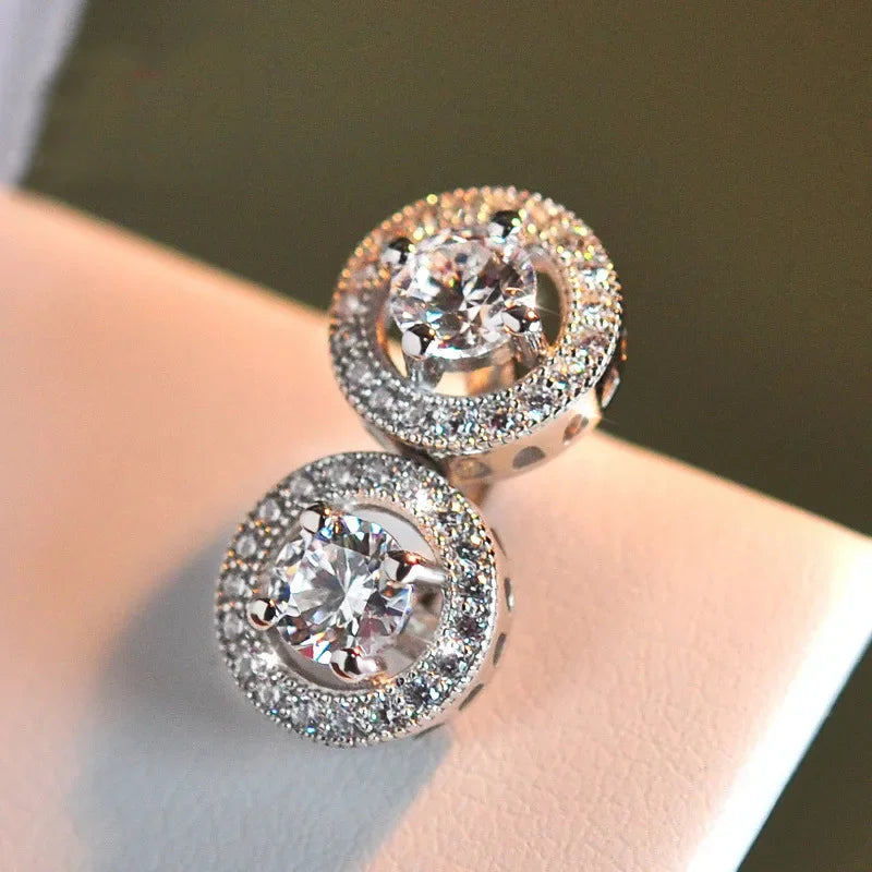 Crystal Zircon Stud Earrings - Piña Colada