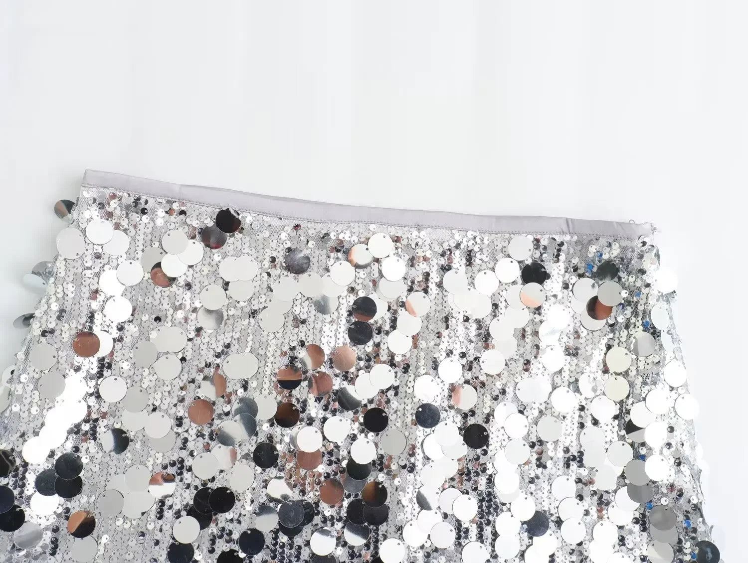High Waist Sequined Mini Skirt - Piña Colada