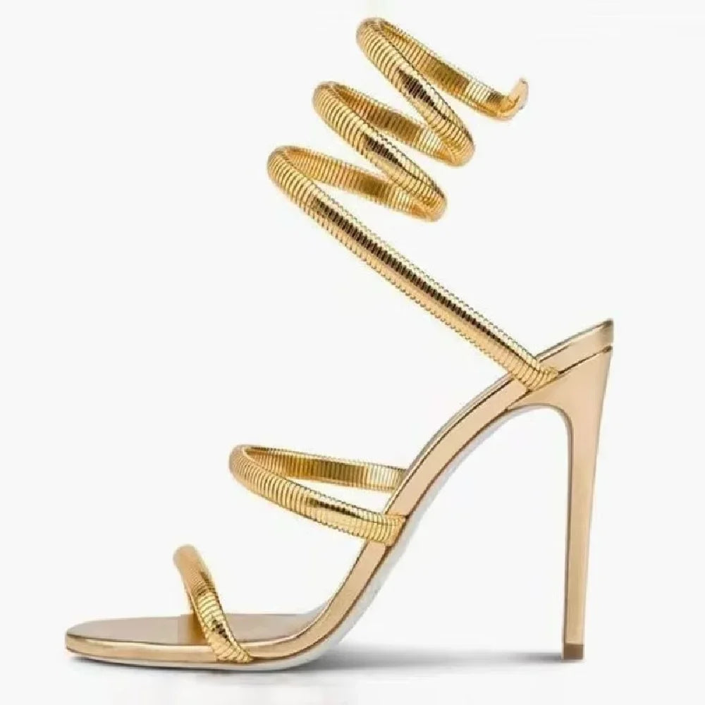 High Heel Platform Sandals – Elegant Ankle Strap Slip-On - Piña Colada