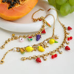 Bracelet 18K Gold Plated Stainless Steel Strawberry - Piña Colada