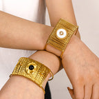 Wide Natural Stone Bracelet - Piña Colada