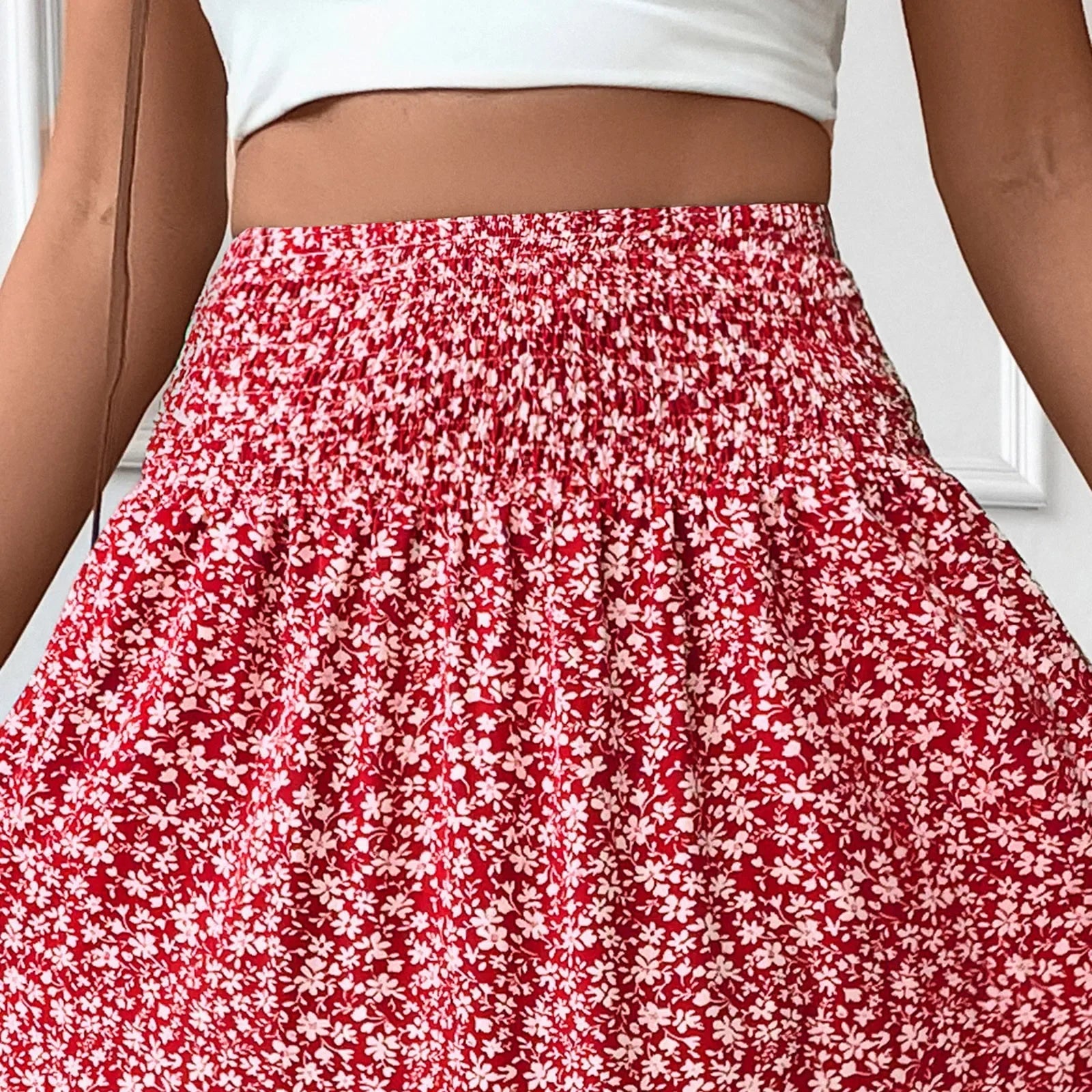 Floral Print Elastic Waist Loose - Piña Colada
