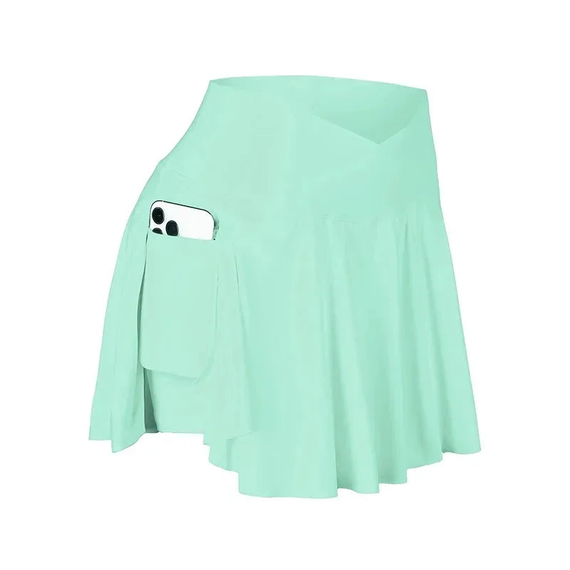 Casual A-Line Tennis Skirt with Stretch Waist - Piña Colada