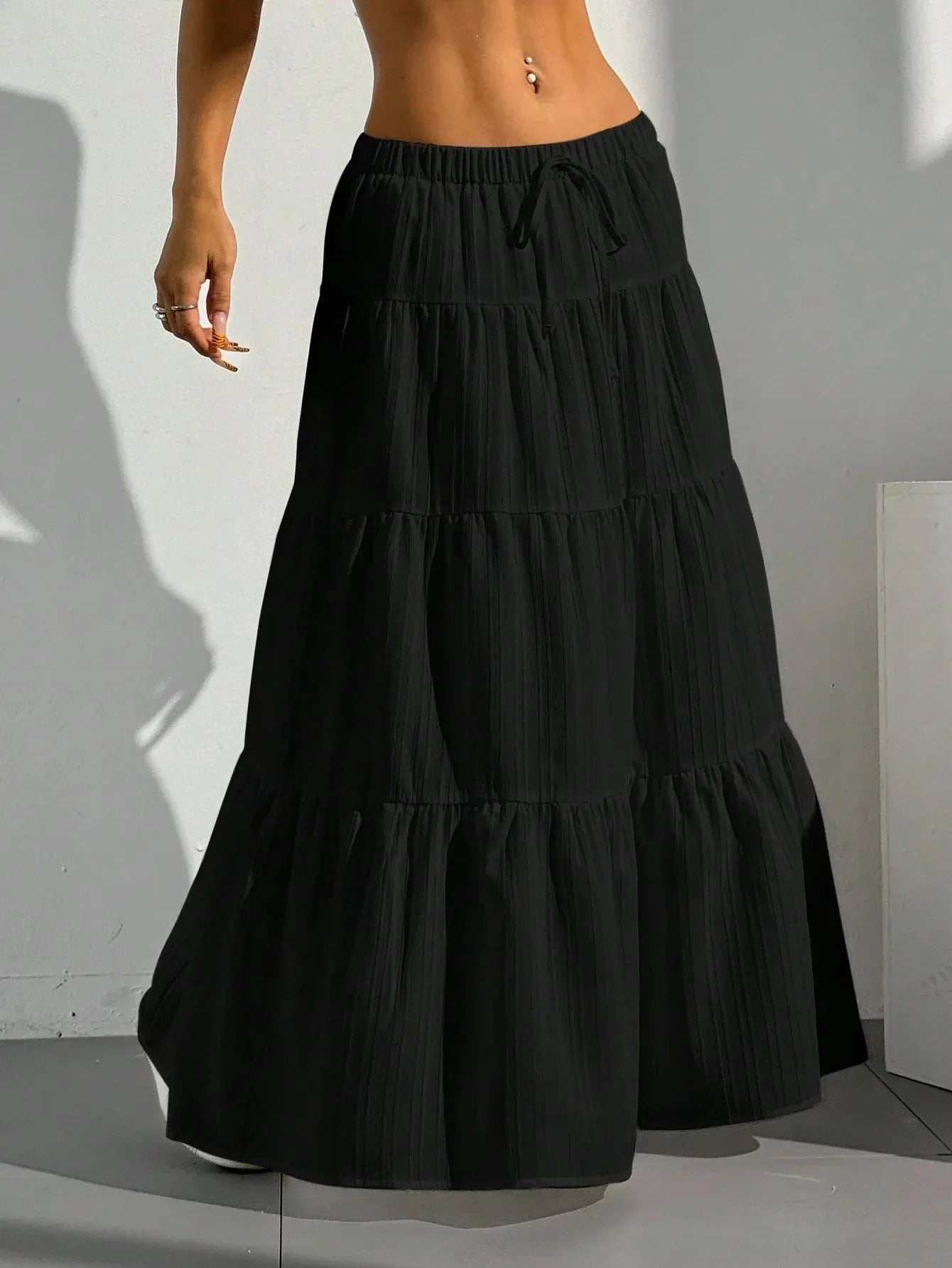 Midi Skirt with Tie Up - Piña Colada