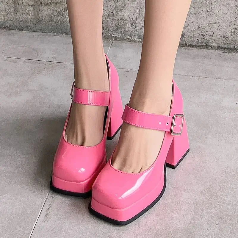 High Heels Pumps Mary Jane Shoes - Piña Colada