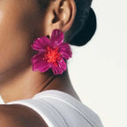 Classic Acrylic Leaf Stud Earrings - Piña Colada