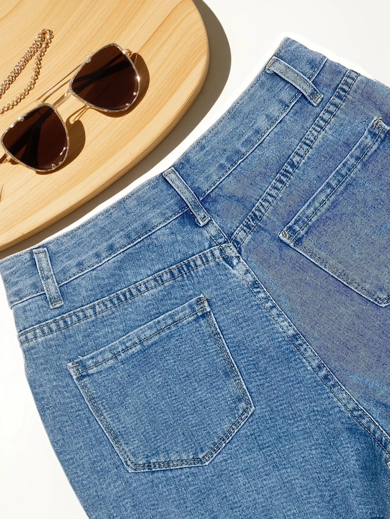 Street Style Blue Denim Shorts - Piña Colada