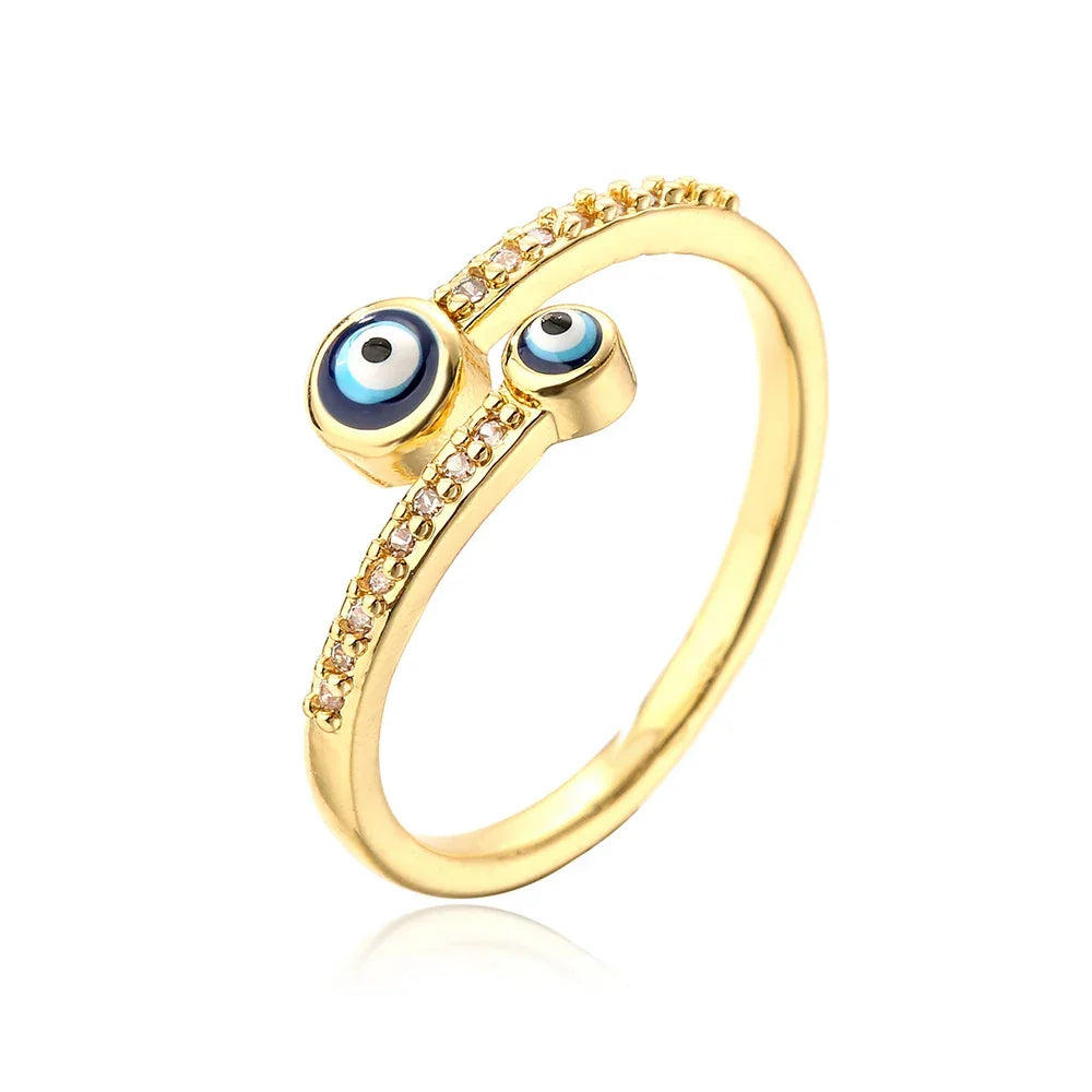 Hollowed out Evil Eye Ring - Piña Colada