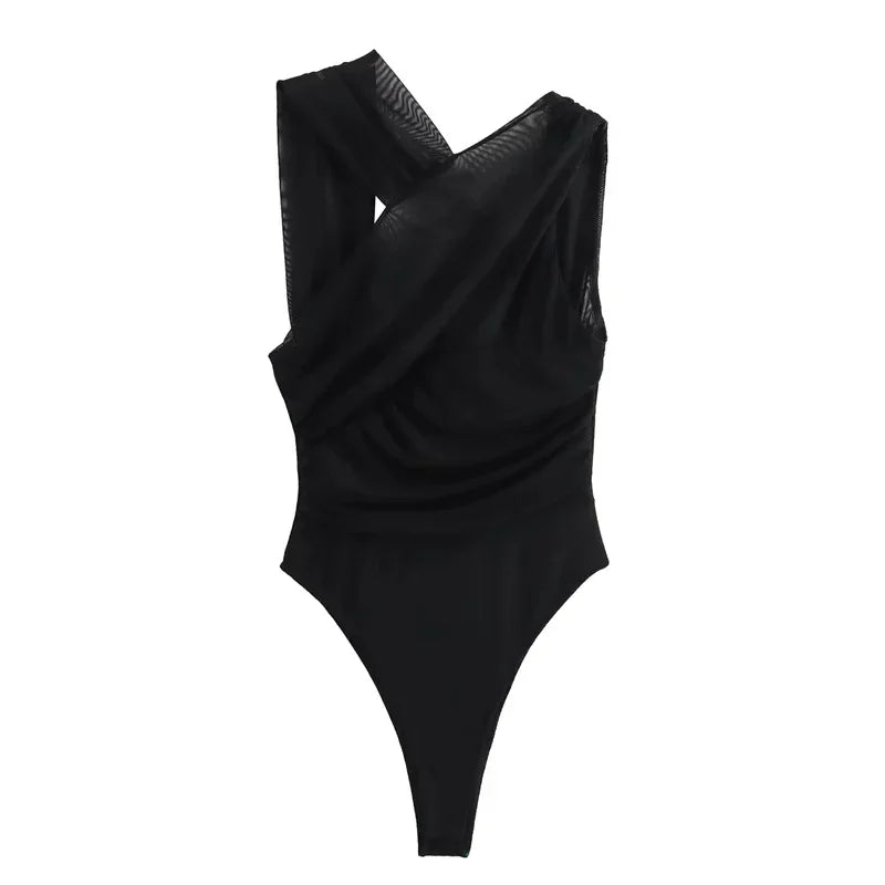 Print Mesh Bodysuit - Piña Colada