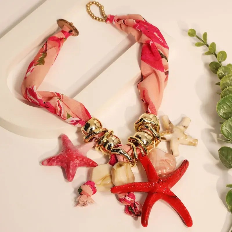 Boho Geometric Necklace Starfishs - Piña Colada