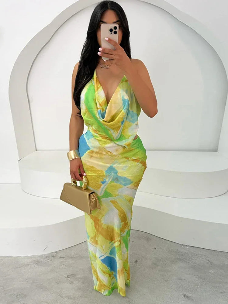Halter Maxi Dress Sexy - Piña Colada