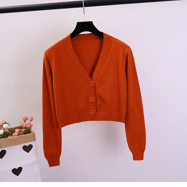Cardigan Sweaters V Neck - Piña Colada