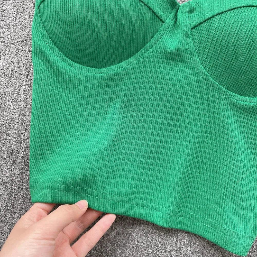 Strapless Summer Casual Crop Tops with Built In Bras - Piña Colada