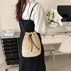 Braided Straw Bucket Bag - Piña Colada