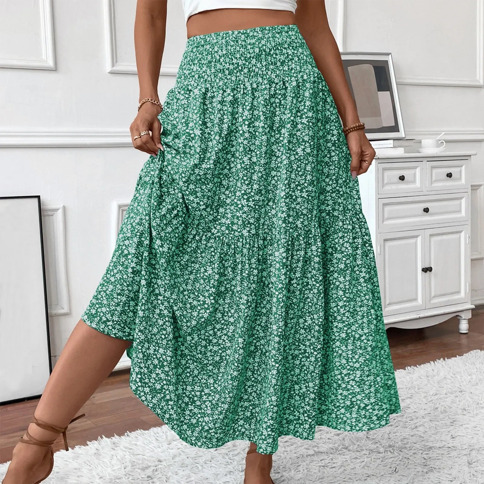 Floral Print Elastic Waist Loose - Piña Colada