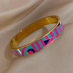 Geometric Pattern Cuff Bracelet - Piña Colada