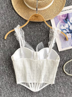 Tank Top Diamond Lace Mesh - Piña Colada