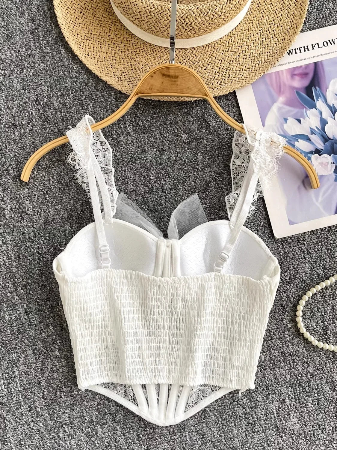 Tank Top Diamond Lace Mesh - Piña Colada