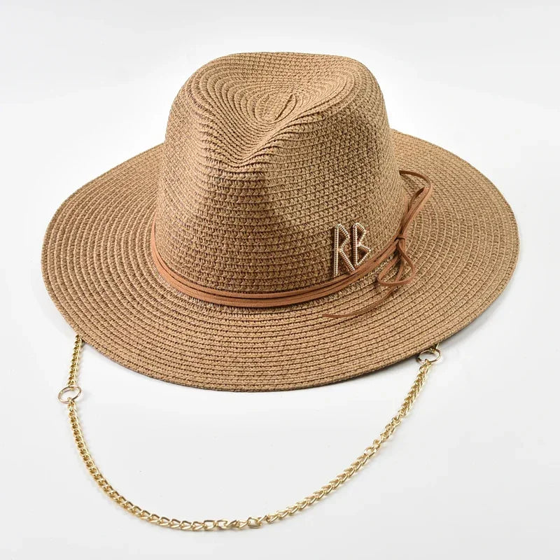 Metal RB Letter Straw Hats - Piña Colada