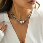Multilayer Chain Clavicle Necklace - Piña Colada
