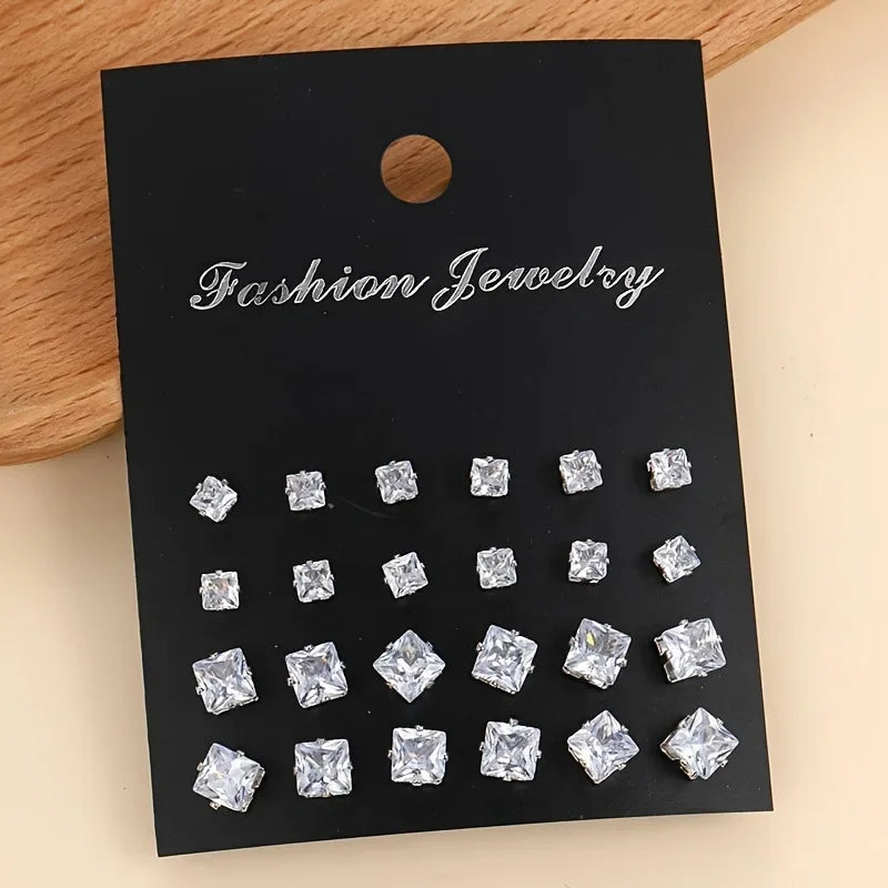 30PCS Retro Pearl & Crystal Zircon Earrings Set - Piña Colada