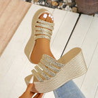 Wedge Slides 9cm High Heels - Piña Colada