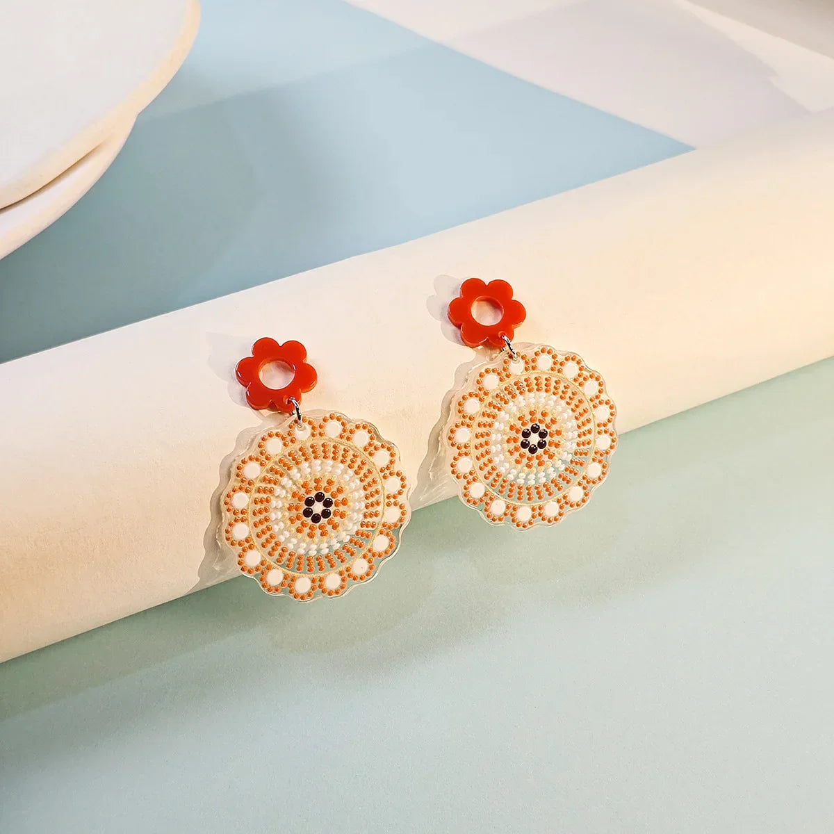Boho Colorful Acrylic Charm Earrings - Piña Colada