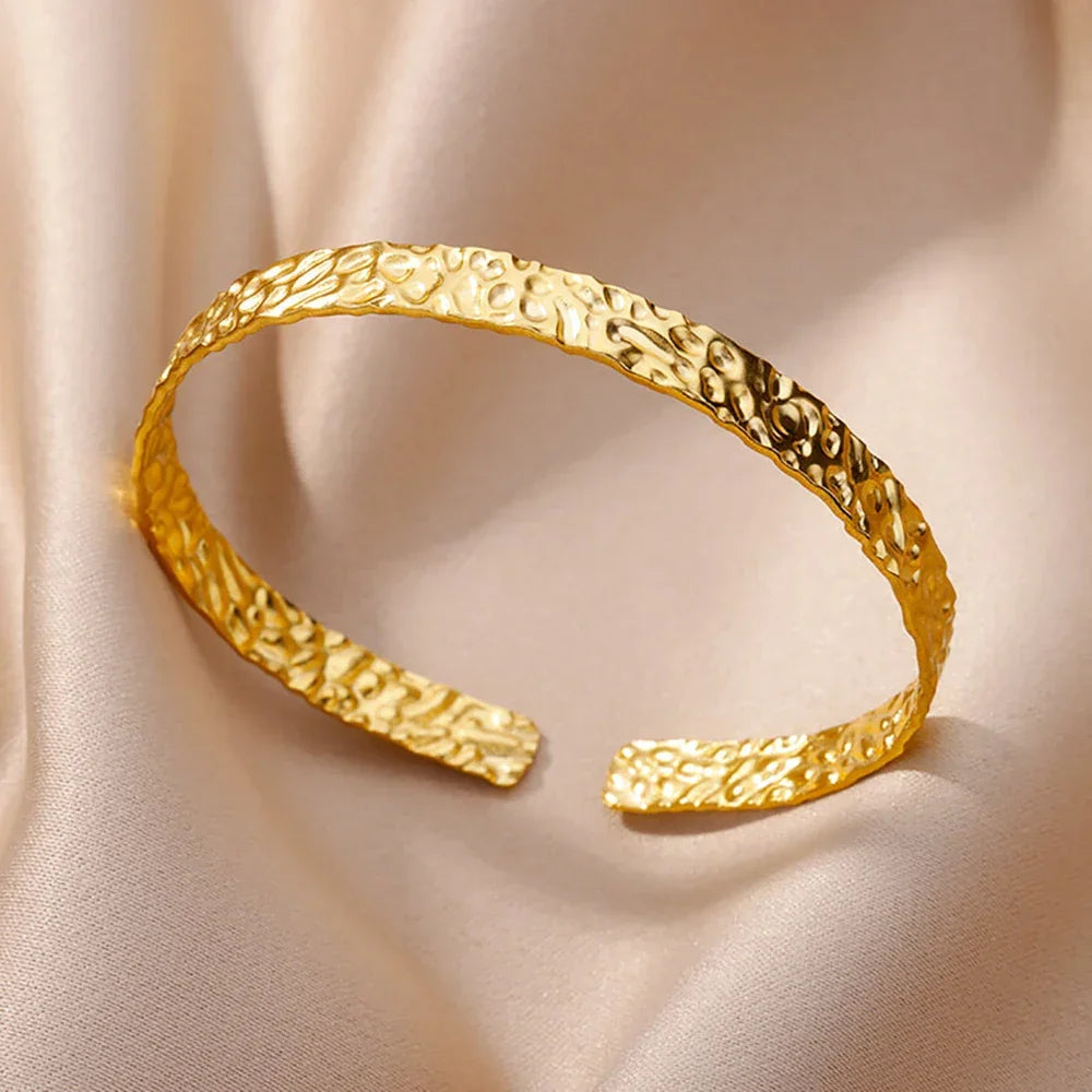 Stainless Steel Wide Bangles - Piña Colada
