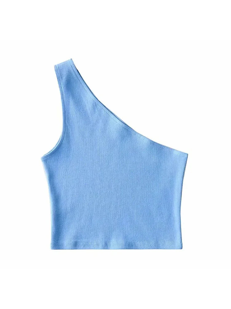 One Shoulder Cropped Tank - Piña Colada