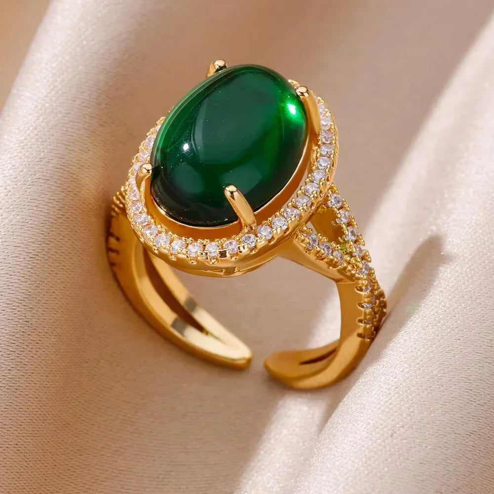 Stainless Steel Green Zircon - Piña Colada