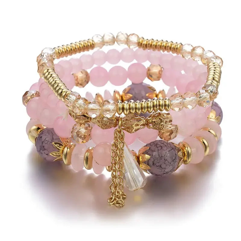 4Pcs New Tassel Charm Beads Bracelet - Piña Colada