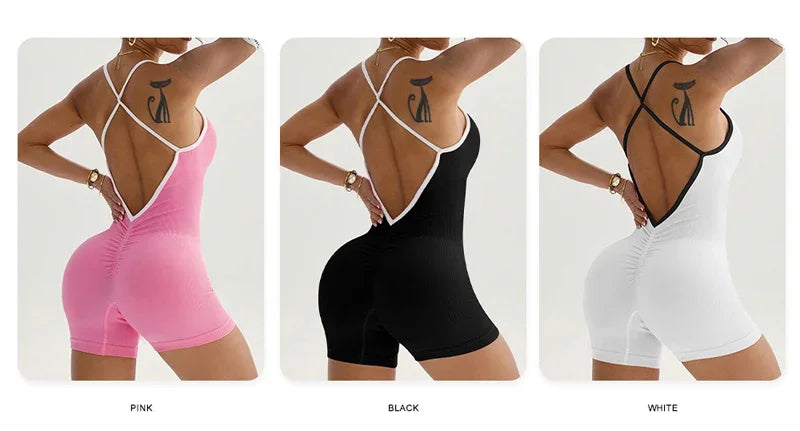 Sexy Backless Jumpsuit Women Yoga - Piña Colada