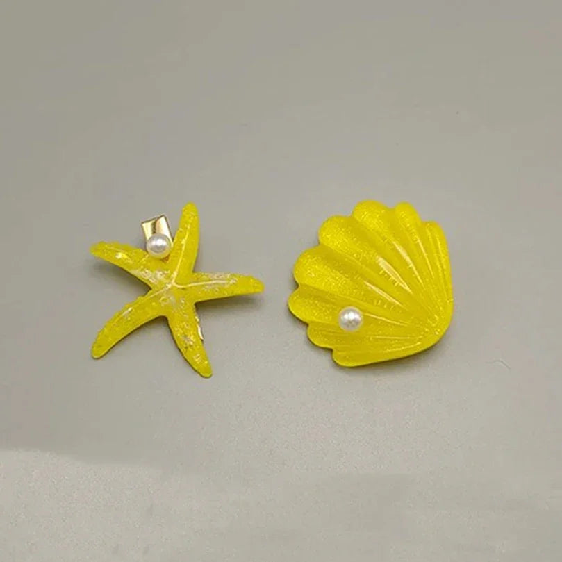 2PCS Elegant Starfish Star Shell Hair Clips - Piña Colada