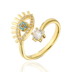 Hollowed out Evil Eye Ring - Piña Colada