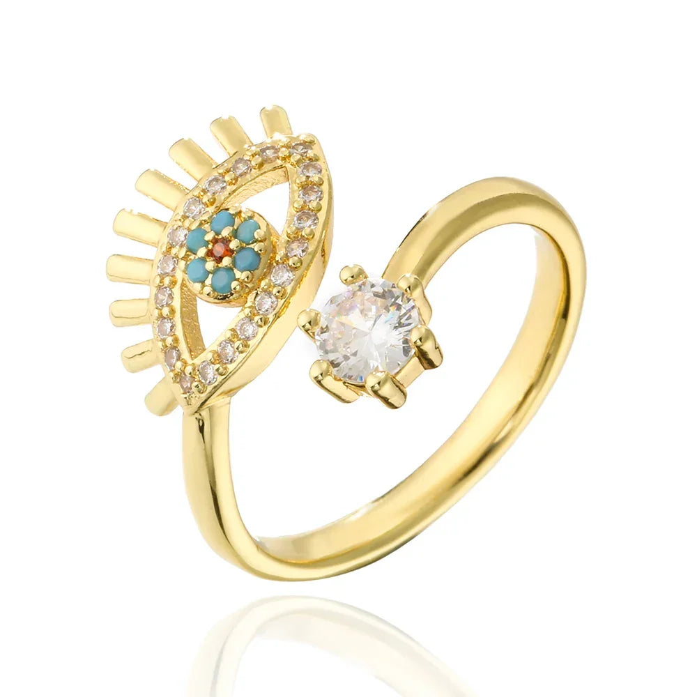 Hollowed out Evil Eye Ring - Piña Colada