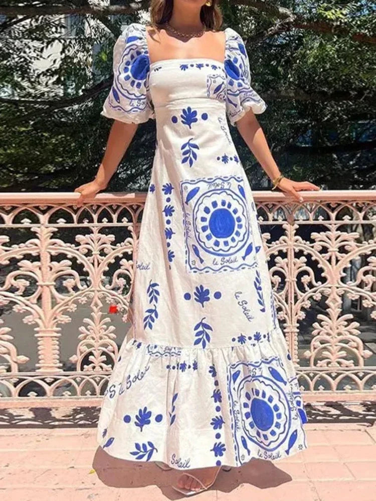 Elegant Womens Dresses Summer Print - Piña Colada